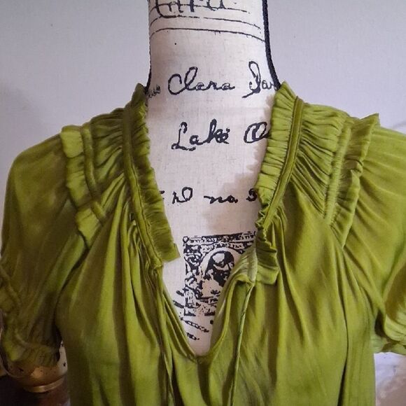 Catherine Malandrino Short Sleeve Green Women's Top Medium - Picture 3 of 7